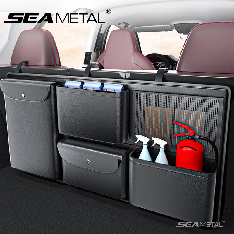 SEAMETAL Car Trunk PU Leather Storage Bag Large Capacity Hanging Organizer Car Backseat Pocket Suitable for SUV Crossover