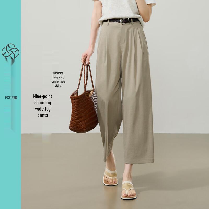 Women s Wrinkle-Resistant High-Waisted Wide-Leg Ankle Trousers 30 Regular