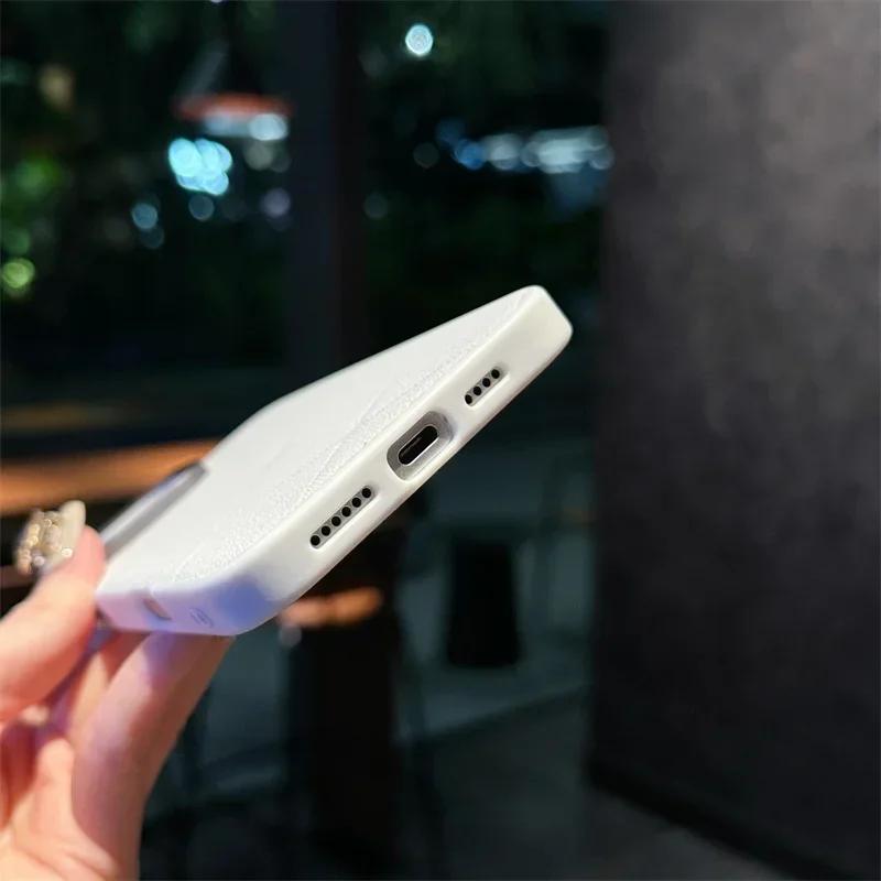 Luxury Plaid Leather Soft Edge Hard Phone Case for iPhone 16 15 14 Pro Max Anti Drop Protective Bumper Cover