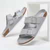 Summer Men's Cork Slippers Leather Slippers Man Soft Cork Two Buckle Versatile Beach Slides Non-slip Footwear for Men Size 35-46