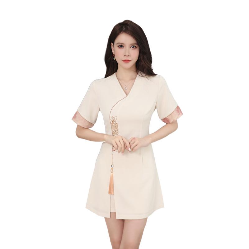 Women's Spa Technician Short-Skirt Uniform for Foot Bath and Massage