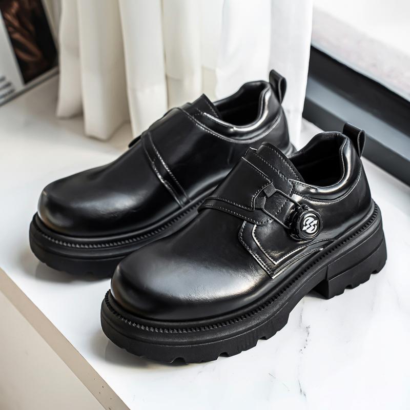 Men'S Handmade Loafers Slip-On  Fashion Casual Shoes Thick Sole Leather Lace-Up Comfortable Walking Shoes Men Trendy Footwear
