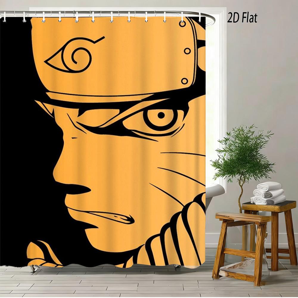 

2D Flat Anime Ninja Character Shower Curtain Waterproof Fabric Bathroom Decor W60H190(CM)-1 Pcs
