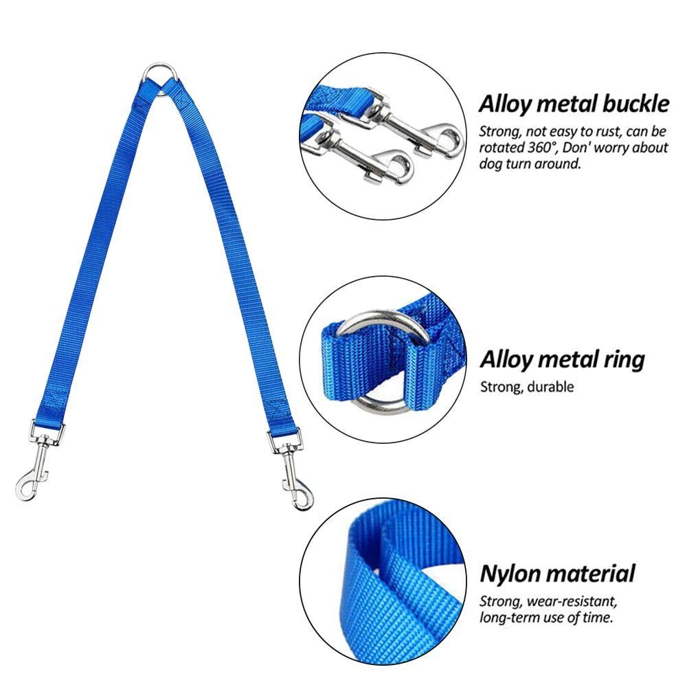 Starkes Nylon Zweirichtungsgeschirr Doppelleine Haustierleine Leine für zwei Hunde Leinenleine