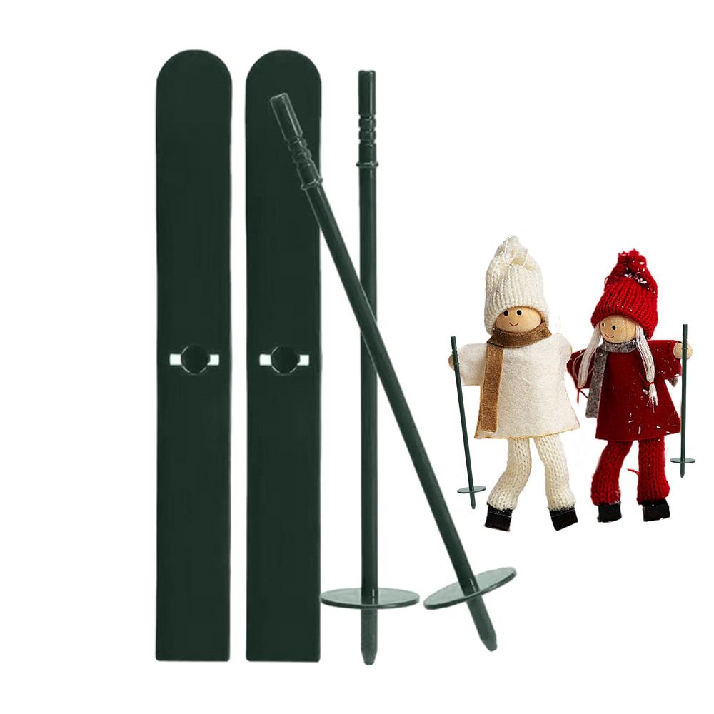 Snow Skis Decoration 2X Snowboard Props With Ski Poles Christmas Desktop Ornaments For Christmas Gnome And Christmas Decoration