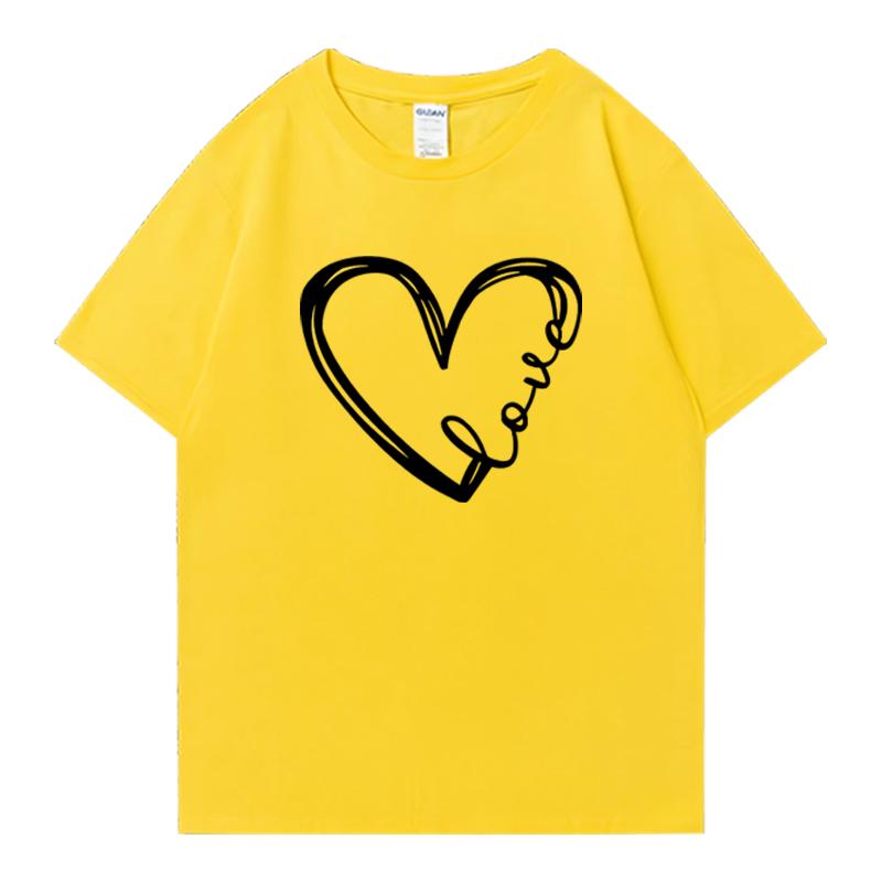 Fashion Love Heart Printed Crew Neck Cotton Men Women short sleeve t-shirts Summer Oversized Tee shirt streetwear plus size top