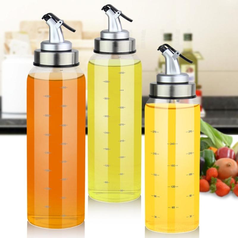 Clear Glass Spill Proof Condiment Bottle With Tight Lid Kitchen Liquid Dispenser Large Capacity Oil Vinegar Container