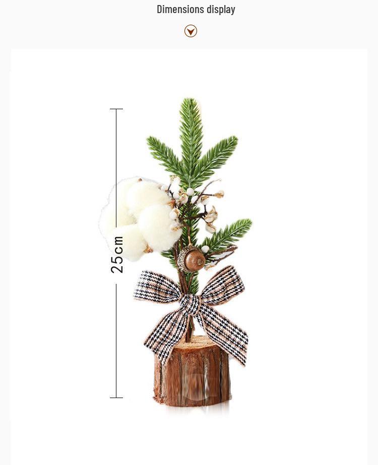 25cm Mini Christmas Tree with Pine Needles, Red Berries, and Acorns for Desktop or Window Decoration