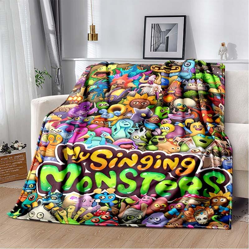 Benim şarkı söyleyen canavarlar video oyunu karikatür yumuşak peluş battaniye, pazen battaniye oturma odası yatak odası yatak kanepe piknik için battaniye atmak