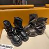 Popular niche retro British style versatile platform short boots women's 2025 autumn and winter new thin black locomotive boots