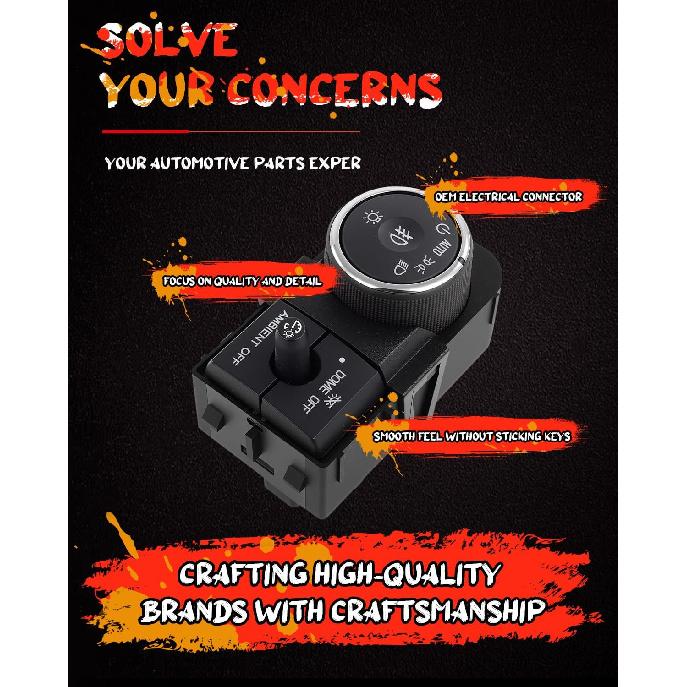 CCIYU Headlight Switch Fit 2008-2014 for Buick Enclave 2013-2017 for Chevrolet Traverse Instrument Panel Headlamp Dimmer Switch Fog Lamp Switch