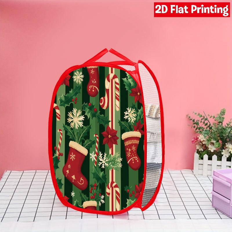 1Pcs Christmas Faceless Gnome Pop-Up Laundry Hamper Expandable Mesh Hamper Basket for Room Bedroom Bathroom Organization Contemporary Storage