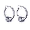 1 Pair Men Punk Circle Ear Clip Stainless Steel Earring Hip Hop Style Jewelry