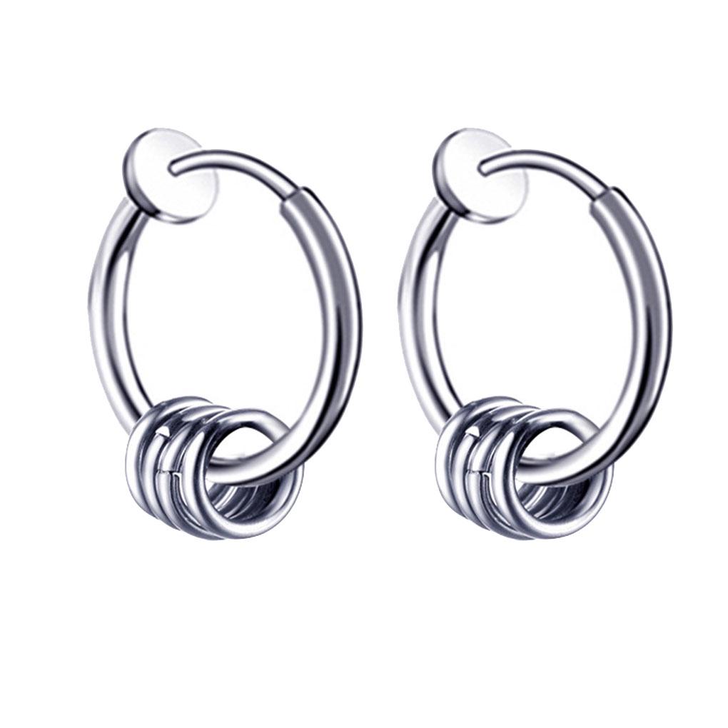 

1 пара мужских панк-клипс для ушей в виде круга, серьги из нержавеющей стали, ювелирные изделия в стиле хип-хоп