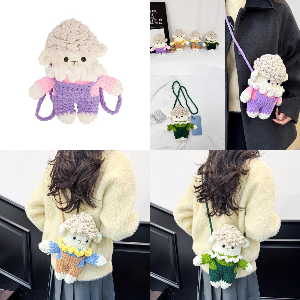 Cotton Plush Cartoon Sheep Phone Crossbody Bag With Soft Fabric For Girls And Casual Outings
