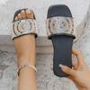 Fashion Large Size Soft-bottomed Cool Slippers, Women's 2025 Summer Color Bright Diamond Outer Wear One-word Flat Slippers
