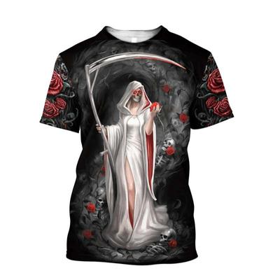 Schädel Mädchen Und Rose 3D All Over Gedruckt Männer t-shirt Sommer stil Casual kurzarm T-shirts Unisex straße Coole T-shirt