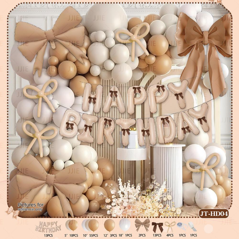 Happy Birthday Bow Balloon Garland Arch Kit Latex Multicolor Balloons Background Wall Photo Props DIY Accessories Balloon Arch