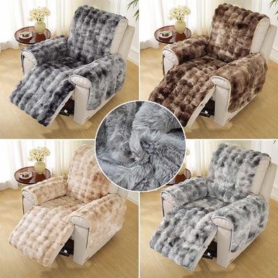 1 Seater Gradient Faux Fur Recliner Sofa Cover Plush Non-Slip Couch Pad for Armrests Recliner Dustproof Soft Furniture Protector