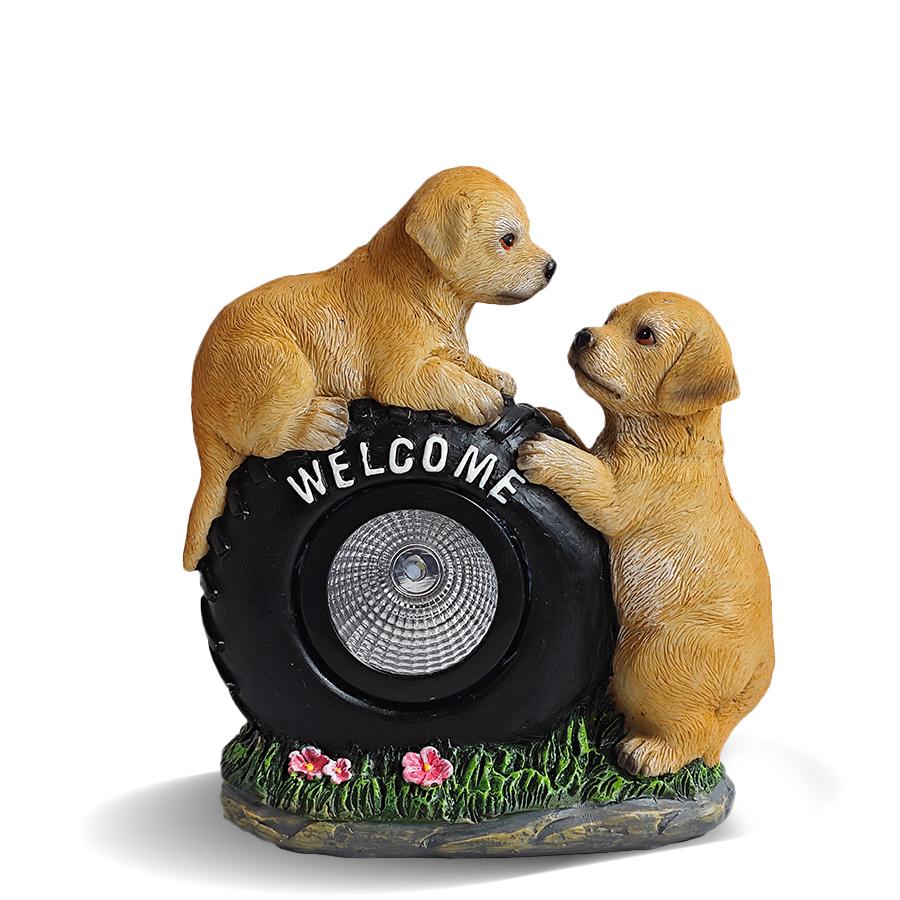 

Статуэтка собаки на солнечной батарее со светодиодными лампами, милая игровая статуэтка щенка, садовая статуэтка собаки из смолы, патио и газон, уникальные подарки