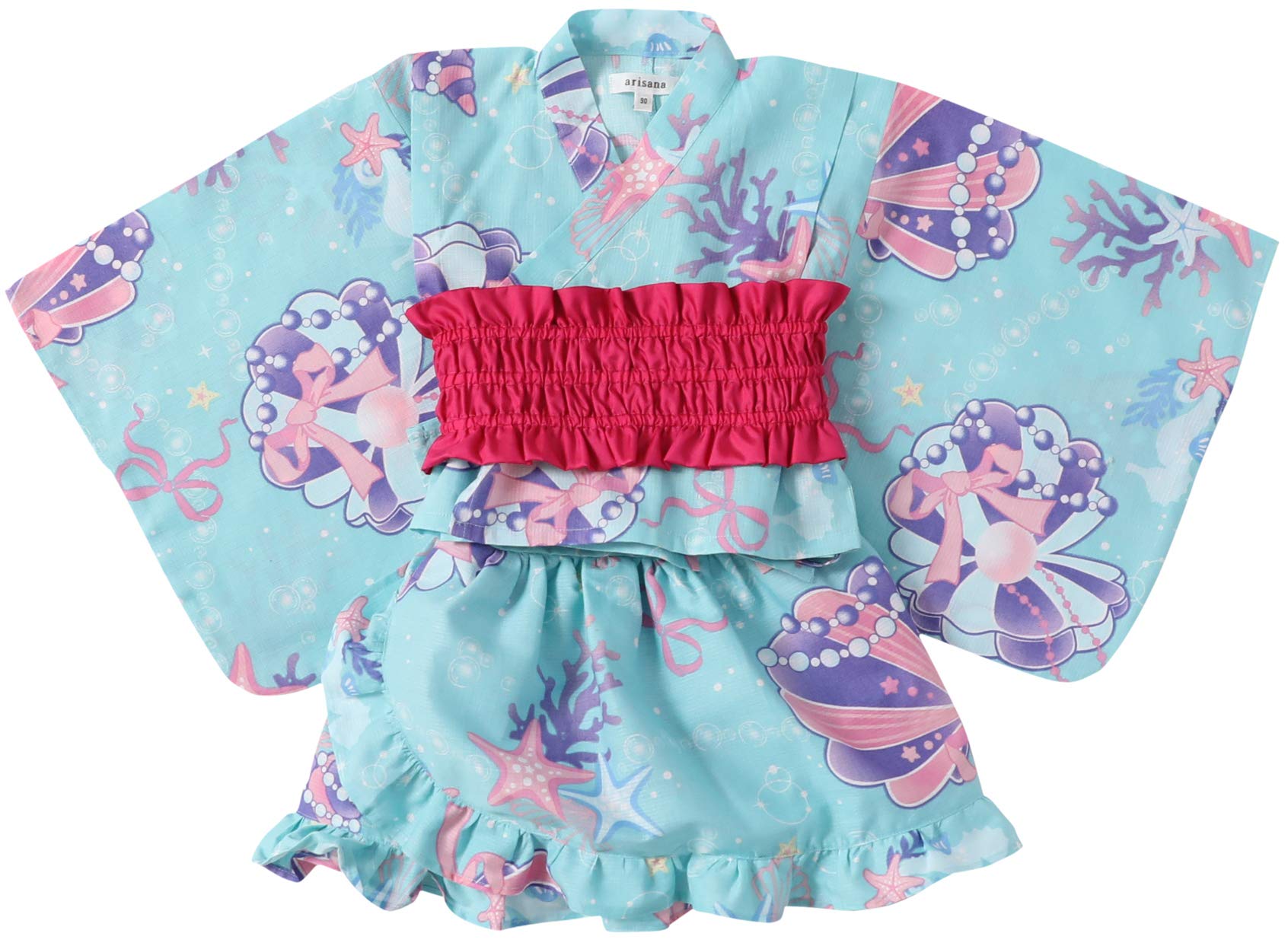 

Baby Yukata Separates and Obi Sash Seashell Mint 80cm [Arisana] Girl s (Top, Dress, - 3-piece set)