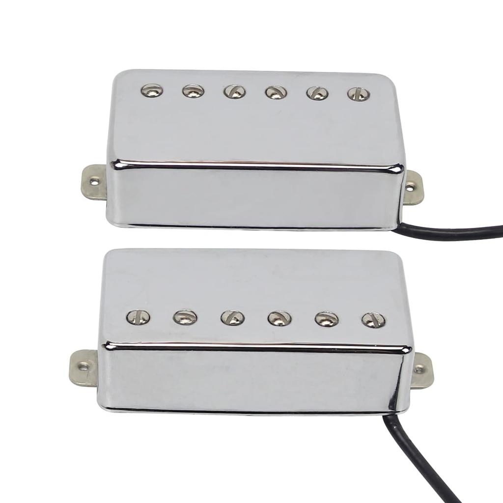 FLEOR Alnico5 Guitar Humbucker Neck and Bridge Pickup Chrome LP Guitar Pickup Parts Pickup, 4-Wire Set, Fit, Style,