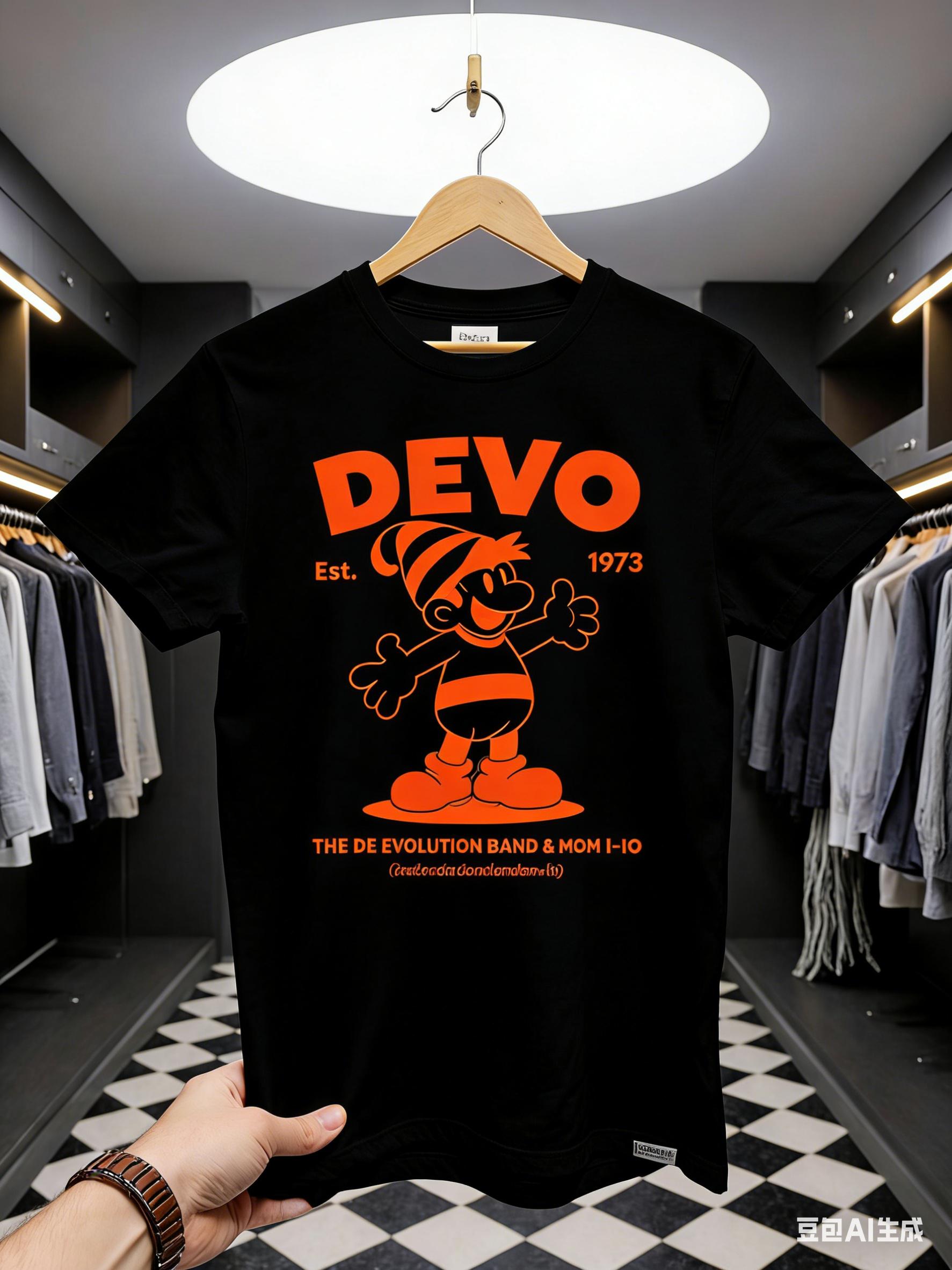 

Evolution Band Kom Tshirt Magnetic Rock New Wave 1980s Style Cartoon Characters Paired with Red and White Striped Hat Shirt S
