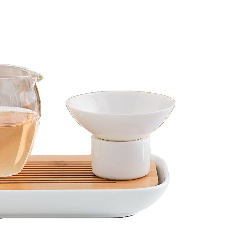 Premium White Porcelain Tea Infuser Set with Ceramic Strainer for Tea Brewing