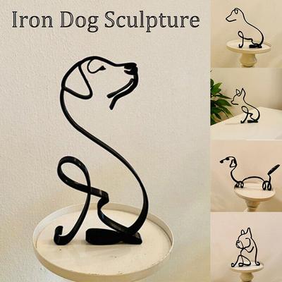 New Abstract Dog Ornament Modern Animal Sculpture Art Figurine Bulldog Dachshund Labrador Chihuahua Pastoral Dog Simple Statue