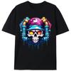 T-shirt Estiva con Teschio Operaio Graffiti Cartone Animato, Streetwear Grafico Unisex da Uomo Te