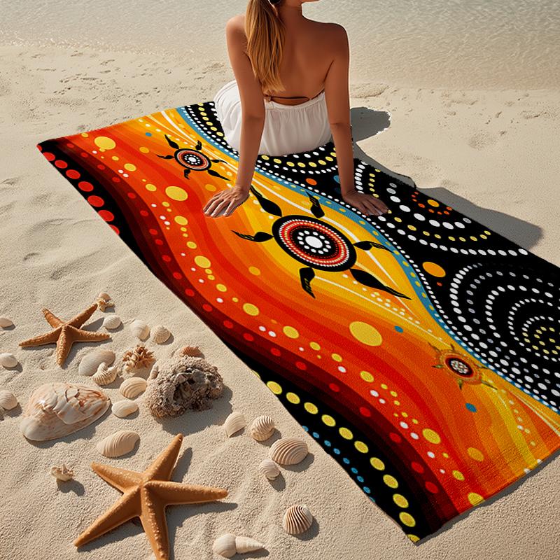 Sunrise Australian Indigenous Art Beach Towel, Super Soft Microfiber, Gift for Her/Him, Birthday, for Pool, Beach, Travel, Home Decor Fan Gifts