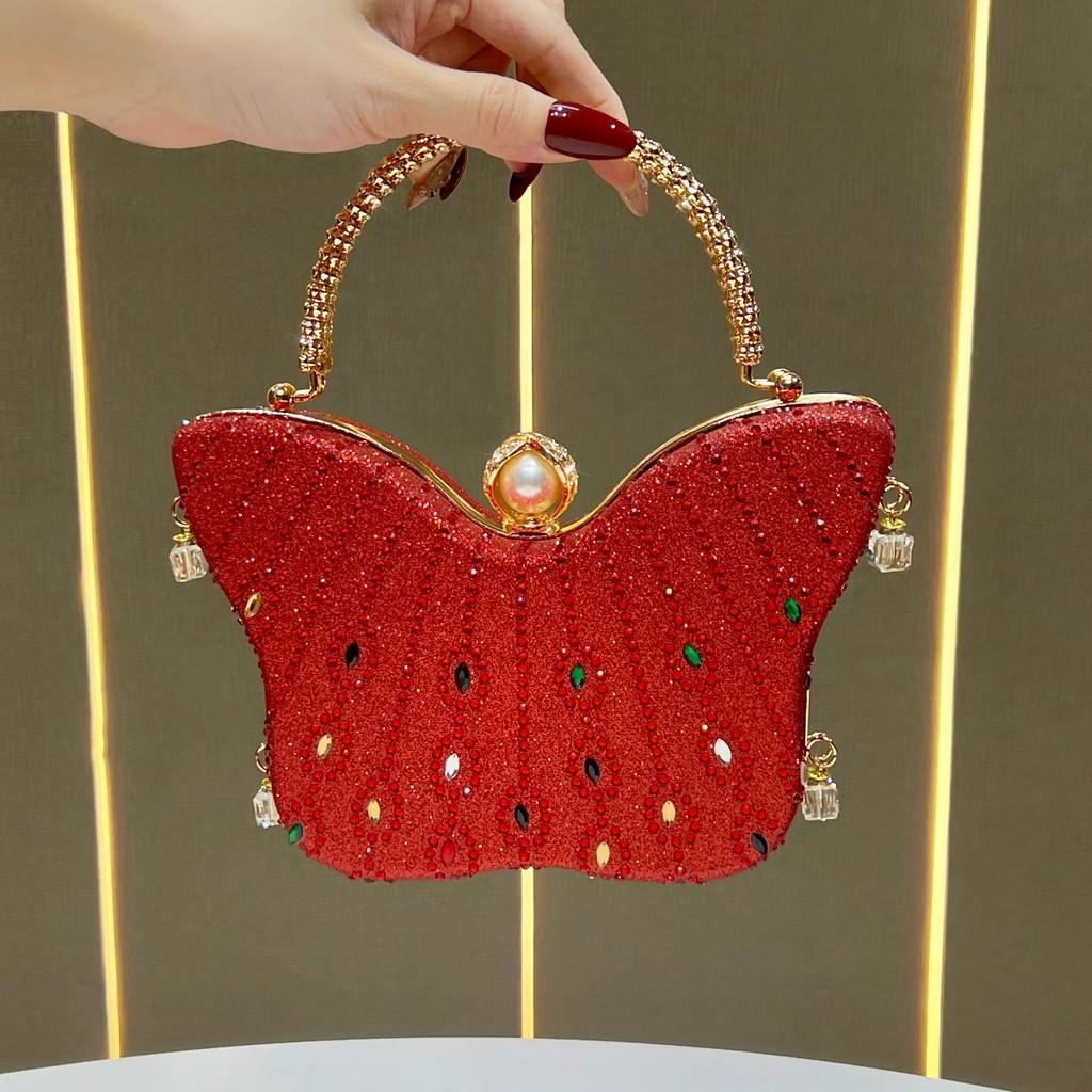Lussuosa Pochette da Sera a Farfalla con Decorazioni di Strass per Eventi Formali