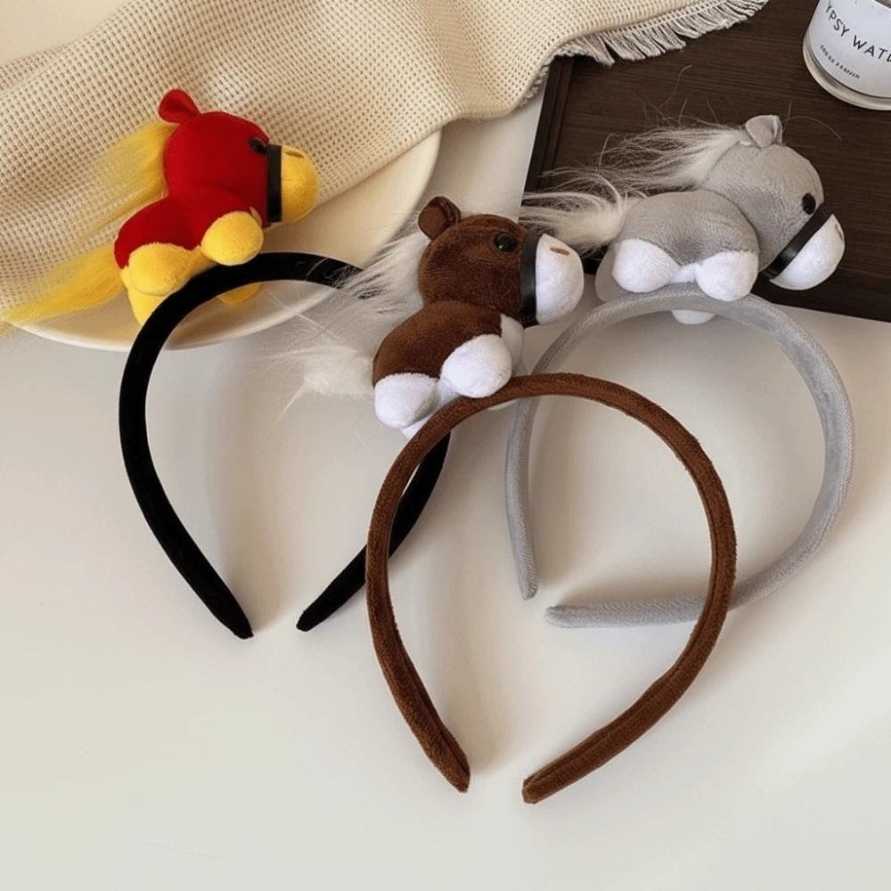 Mascot Horse Hair Hoop Cartoon Headpiece Sweet Plush Horse Headband  Photo Prop