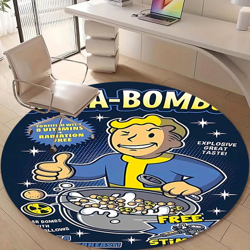 1pc NUKA-BOMBS Fallout1 Design Printed Area Round Carpet for Bedroom Living Room Home Decor Rugs Mat Non Slip Mat Rug for Bedside