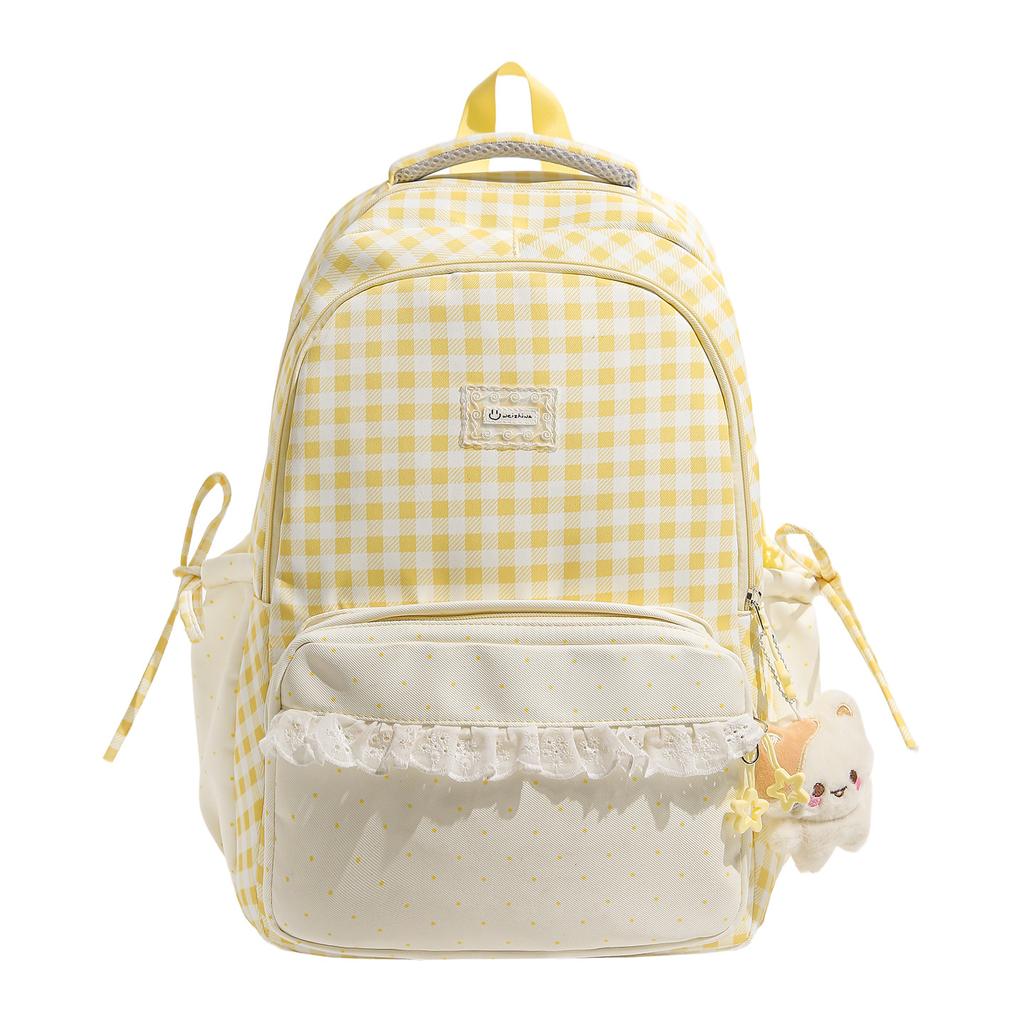 Schoolbag Milk Fufu Plaid Corrugated Lace Girl Heart Travel Small Backpack Japanese Sweet Wind Student Party Backpack