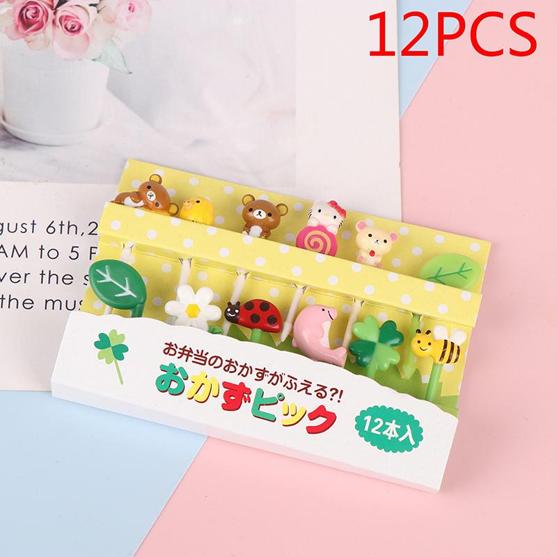 12Pcs Fruit Pick Toothpick Party Decoration Animal Cartoon Food Fruit Forks