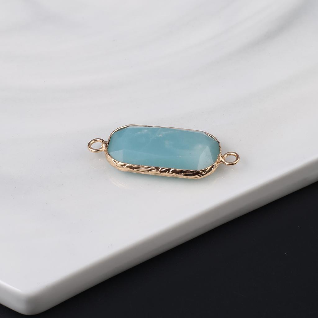 Conectores Piedra Natural cuarzo rosa/amazonita conector facetado rectangular para fabricación de joyería DIY collar pulsera accesorio