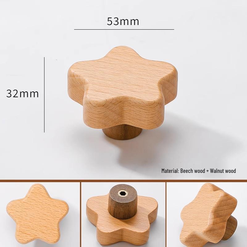 Solid Wood Cartoon Drawer Pull Knob for Children's Room