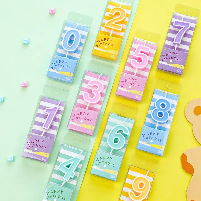 Candy Colored Happy Birthday Digital Candle Children's Party Creative Cartoon Jelly Colored Valentine's Day Activity Candle