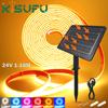 DC24V Solarbetriebener COB Neon-LED-Streifen IP68 Wasserdicht 320 LEDs/m Flexibles Klebeband Seil Licht Haus Garten Lineare Beleuchtung