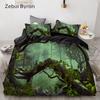 3D HD Bedding Set Custom/King/Europe/USA Queen,3PCS Duvet Cover Set,Quilt/Blanket Cover Set Bedclothes Primeval Forest Drop Ship