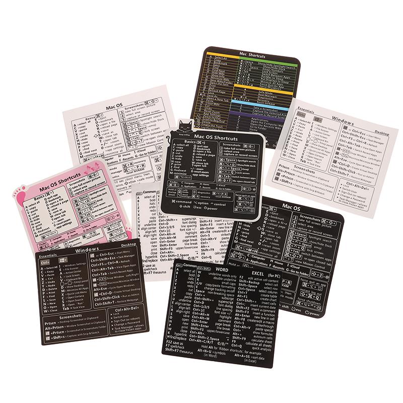 10Pcs Keyboard Shortcut Stickers Letter Graphic Laptop Protective Stickers Tools
