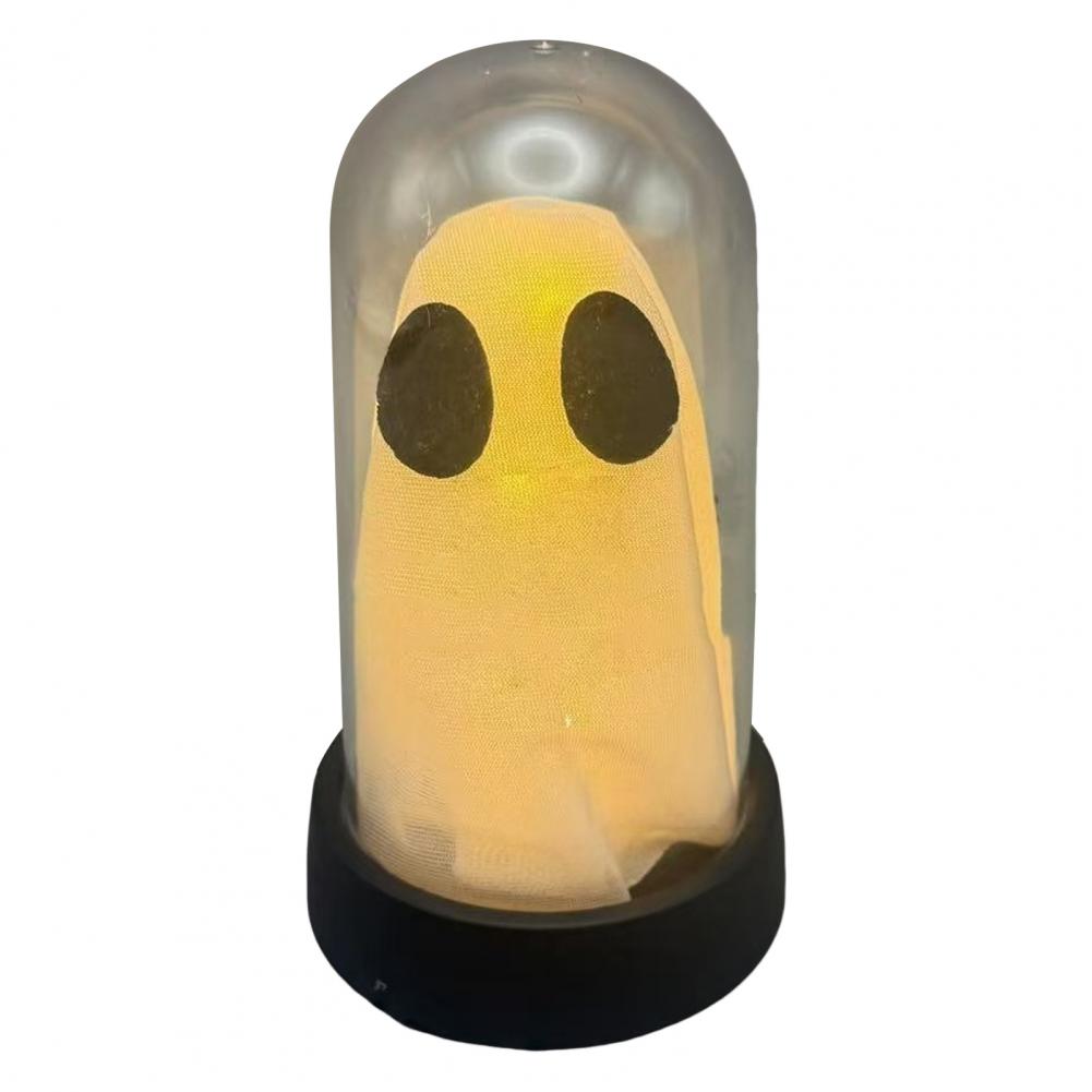 Light Up Ghost Halloween Decoration Glowing Ghost Glass Cover Spooky Halloween Ghost Decoration Glass Dome for Home Party