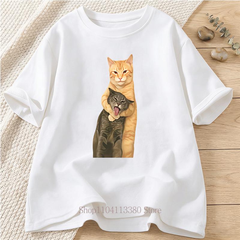 Cute Cats Graphic Print Tshirts for Women Summer Casual Fashion Harajuku Loose Tops Crew Neck Short Sleeve Tshirts Unisex
