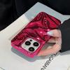 Plating Red Water Ripple Wrinkle Texture Case For iPhone 16 Pro Max 17 Air 15 14 13 12 11 16 Plus Glossy Silicone Back Cover