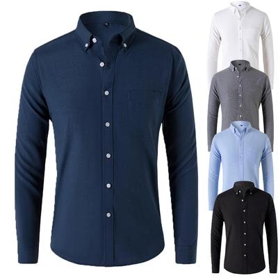 Oxfordhemden für Herren Frühling Herbst Formal Japanischer Stil Herren Langarmhemd Lässig Herrenhemden Unifarbe