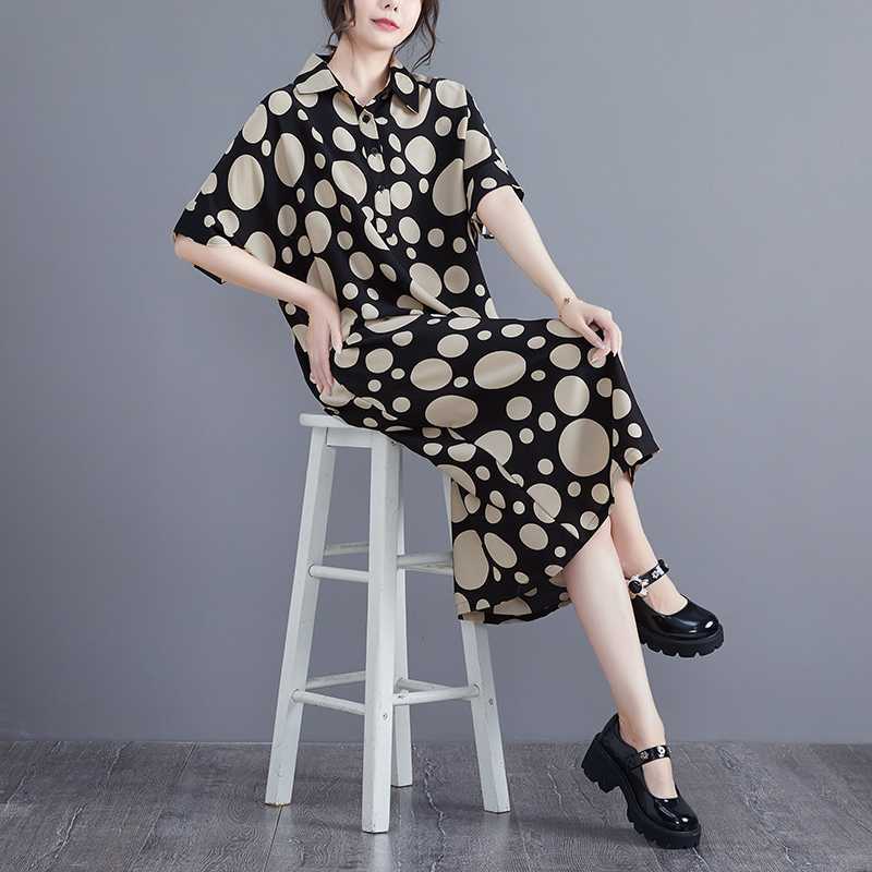 Summer Sale! Trendy Oversized Polka Dot Print Dress Youthful Chic Casual Style