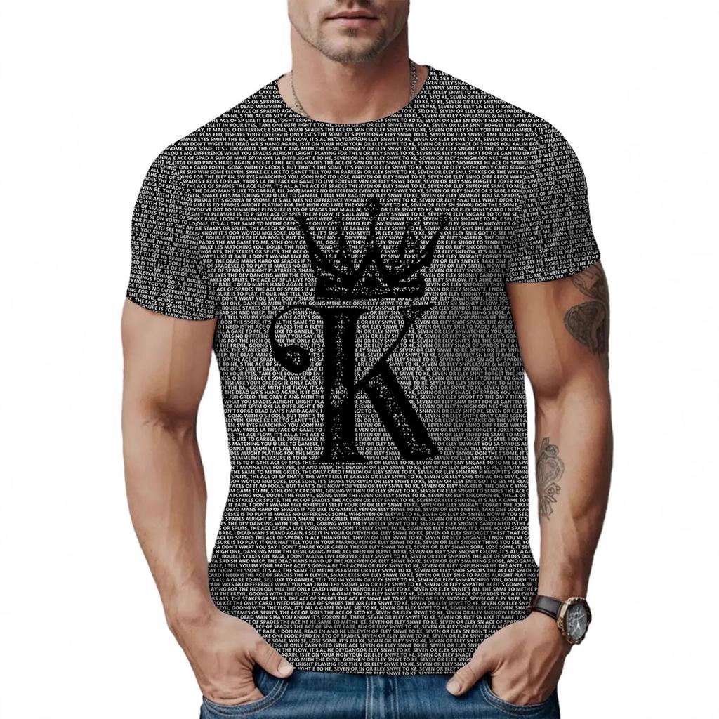 Summer Round Neck 3D Print Top Fashionable Casual Short Sleeved Men's T-shirts