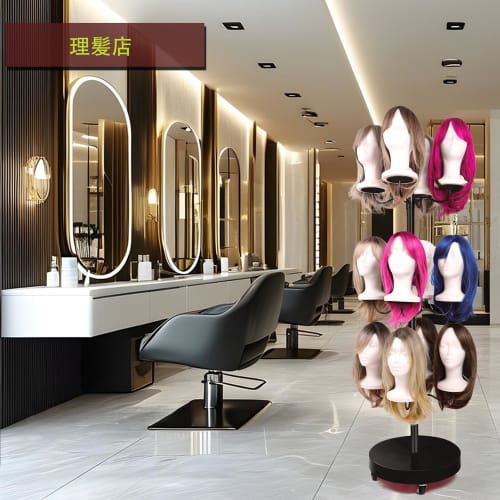 Lhysn Wig Stand, Wig Hanger, Assembly-Friendly Wig Stand, Rotating, Shape-Preventing, Wig Storage, Mannequin Head Storage, for Home Use, Barber Shops,