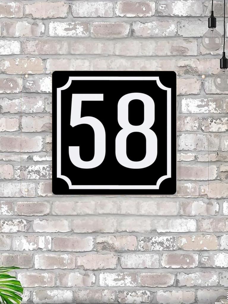 House Number X Classic Black Metal Sign 20x20cm, Modern Door Wall Decor